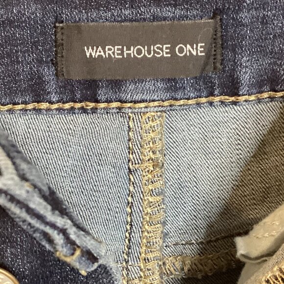 Warehouse One Women's Blue Denim Shorts Size 8 Raw Hem Button Fly - Picture 5 of 6